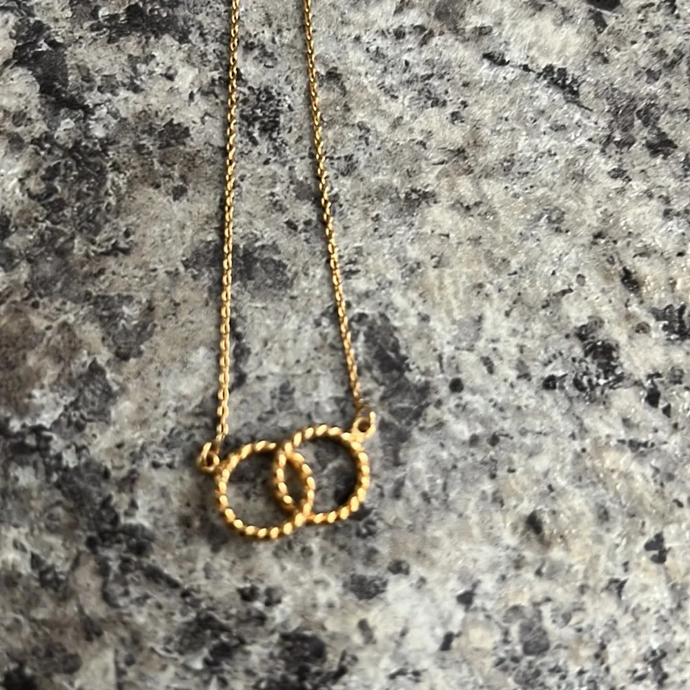Duo Circles Gold Love Romance Together Infinity Necklace 22 Karat with Extender